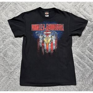 Harley Davidson Laconia New Hampshire Mens M Black T Shirt 2014 Made In USA